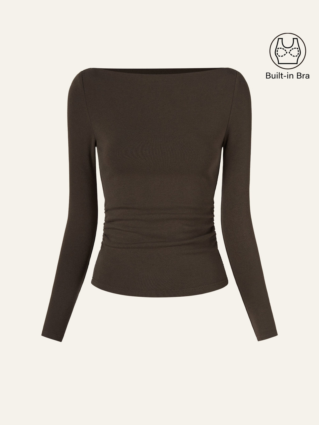 Modern Side Ruched Boatneck Bra Top