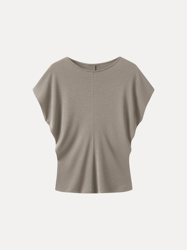 Linen-Blend Round Neck Relaxed Summer Top