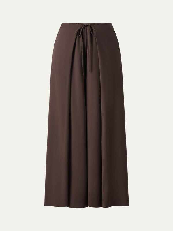 Bamboo Ponte Wrap-tie Palazzo Pant with Pockets