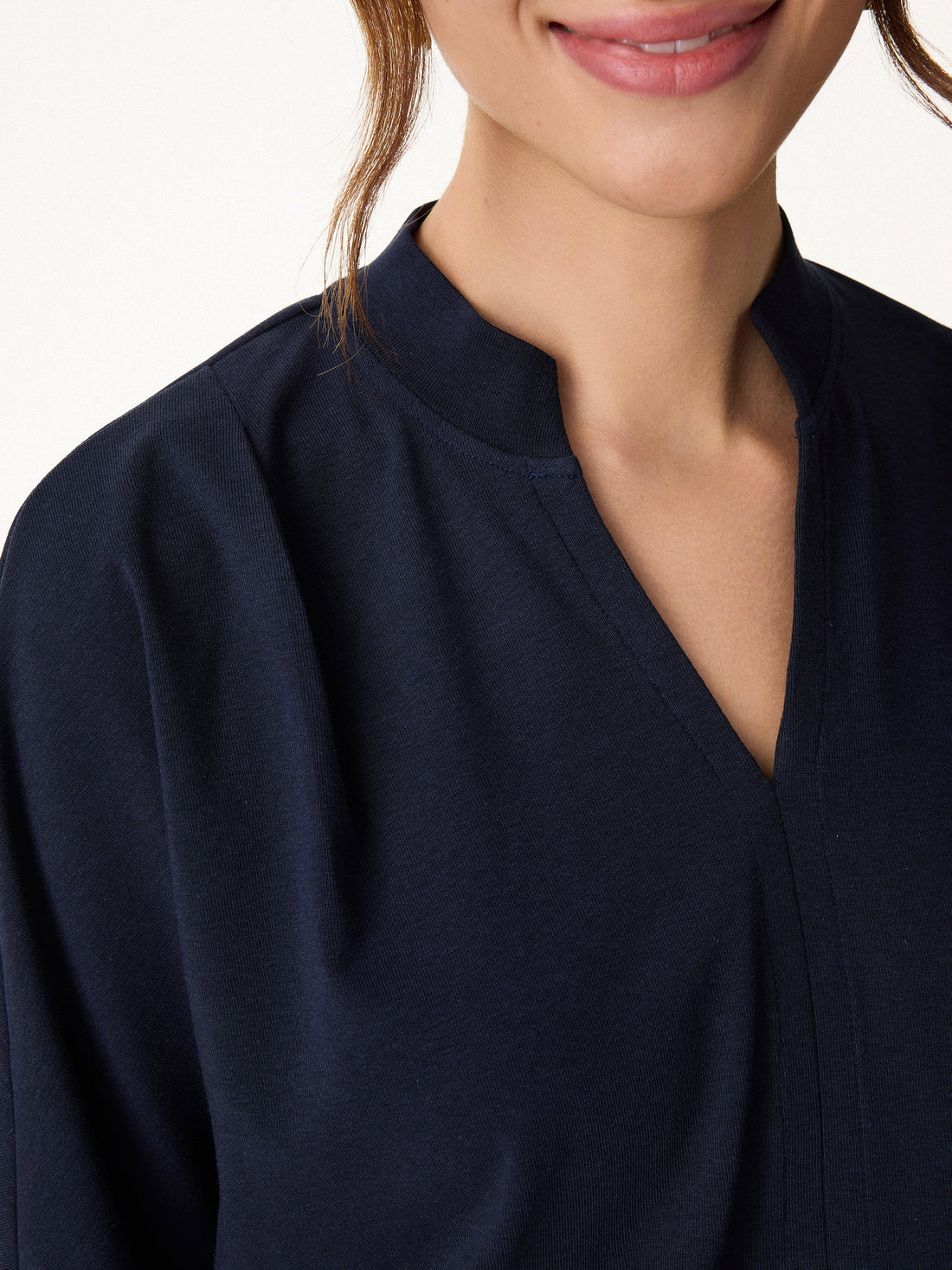 Stand Collar V-Neck Short Sleeve Top