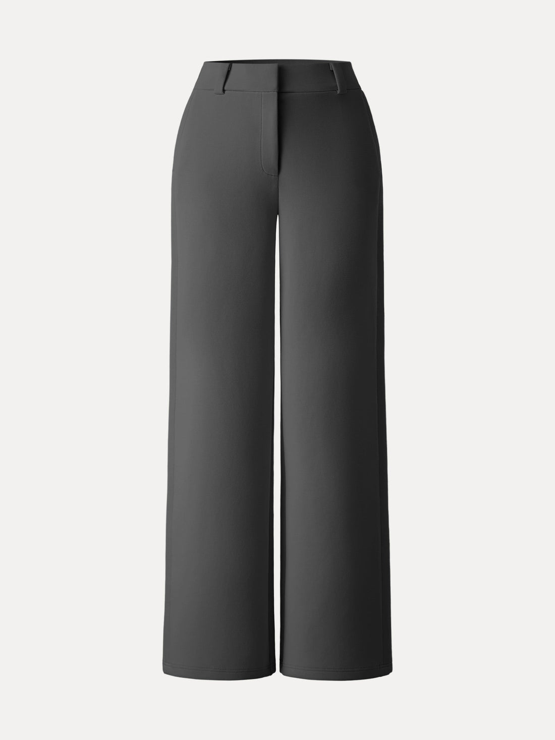 Stretchy Mid Rise Fly-Front Wide Leg Trouser
