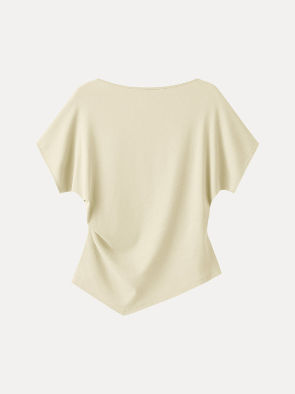 Cotton Lyocell Boatneck Angled Summer Tee