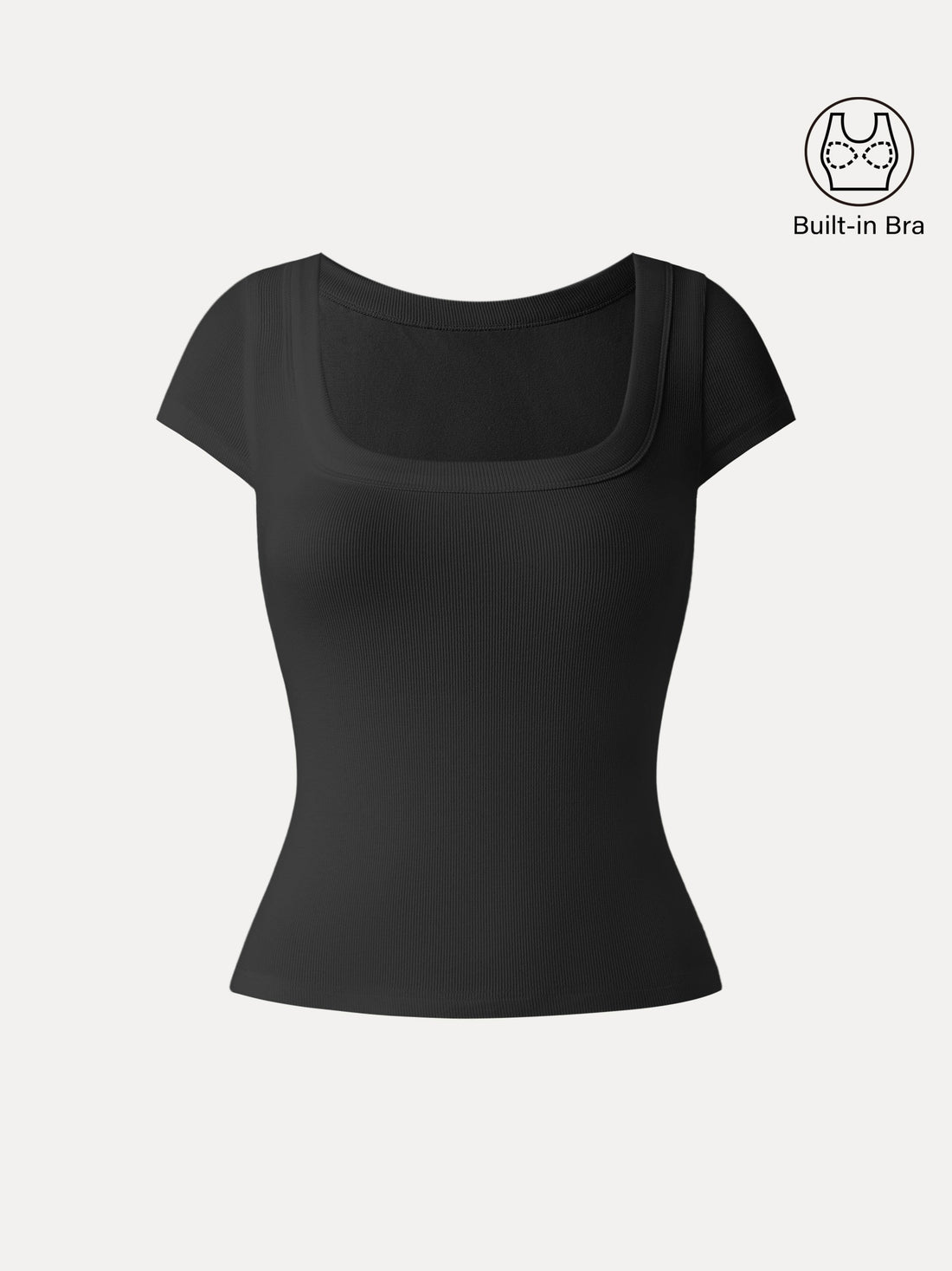 Stretch Cotton Square Neck Cap Sleeve Bra Top
