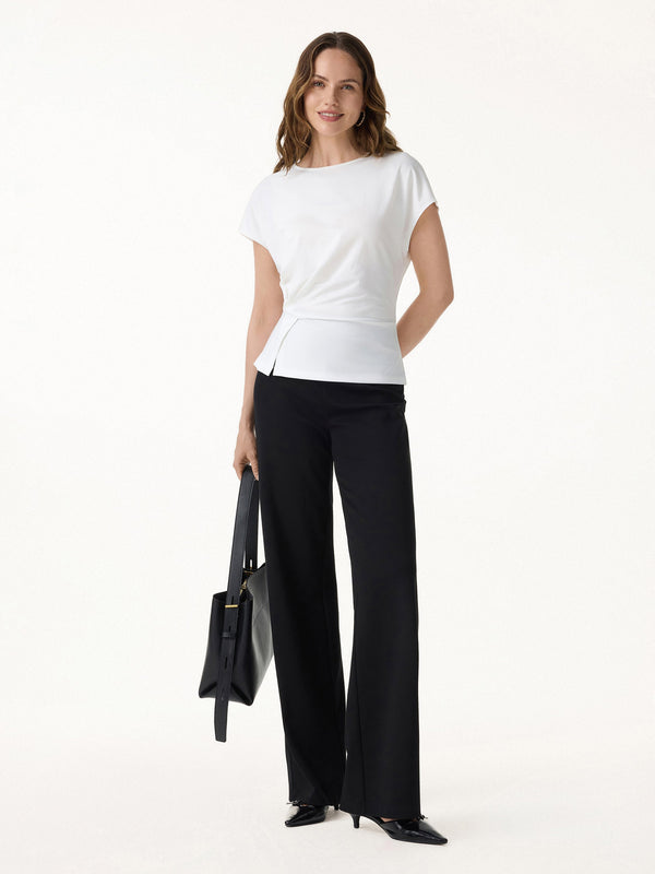 Cooling Ponte Relaxed Round Neck Tucked Top