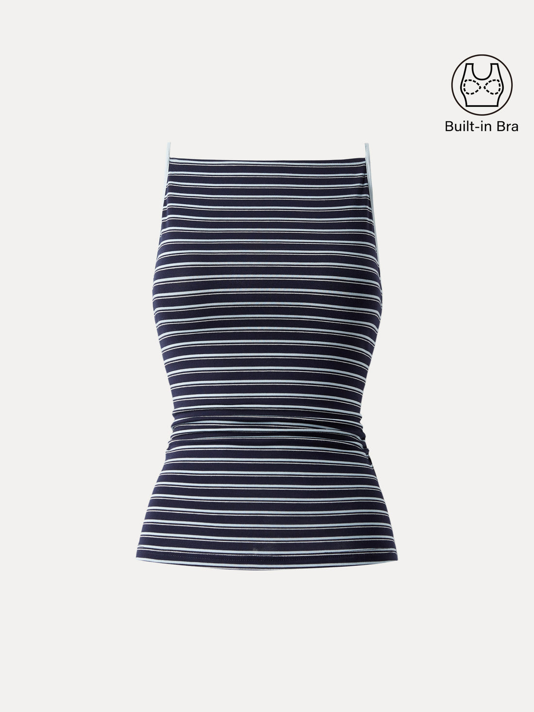 Striped Side Ruched Spaghetti New Airy Bra Tank
