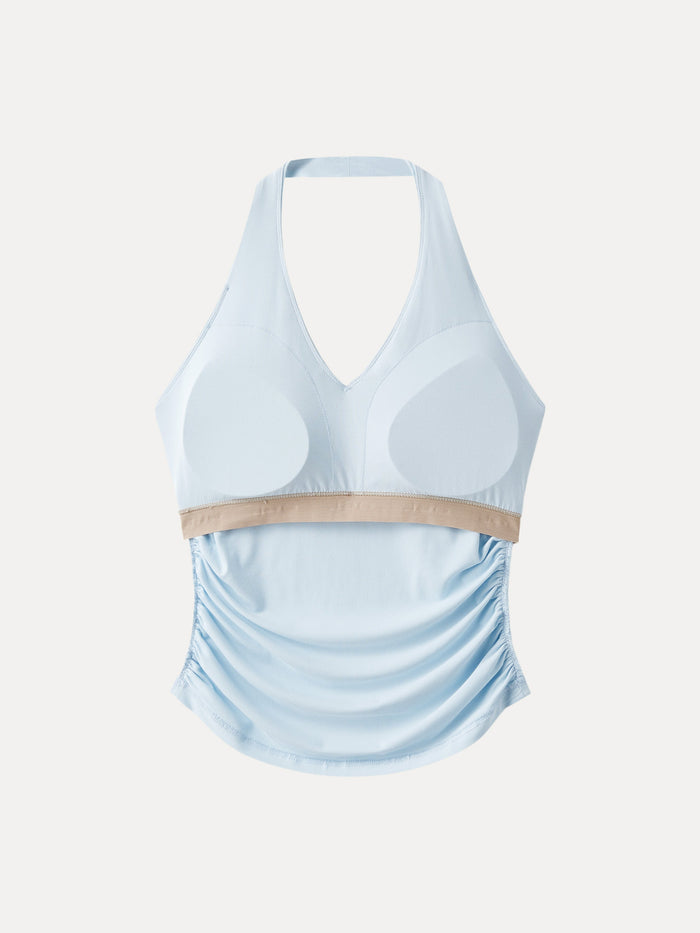 Halter Neck Side Gathered New Airy Bra Tank