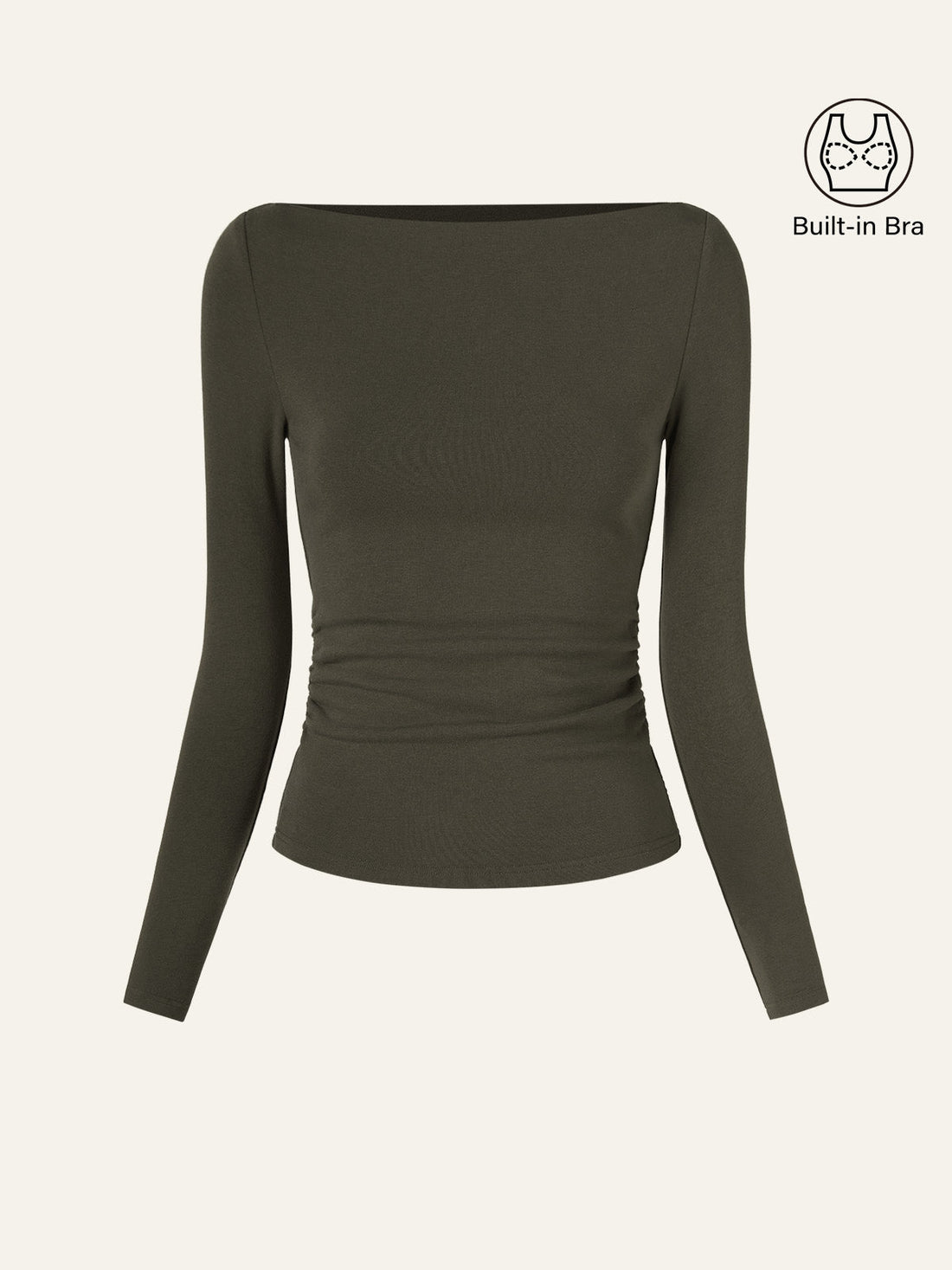 Modern Side Ruched Boatneck Bra Top