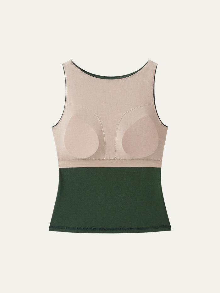 Stretch Cotton Boatneck Bra Tank