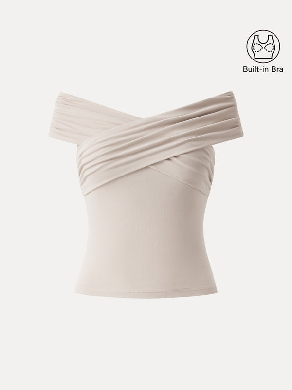 Criss Cross Off Shoulder New Airy Bra Top