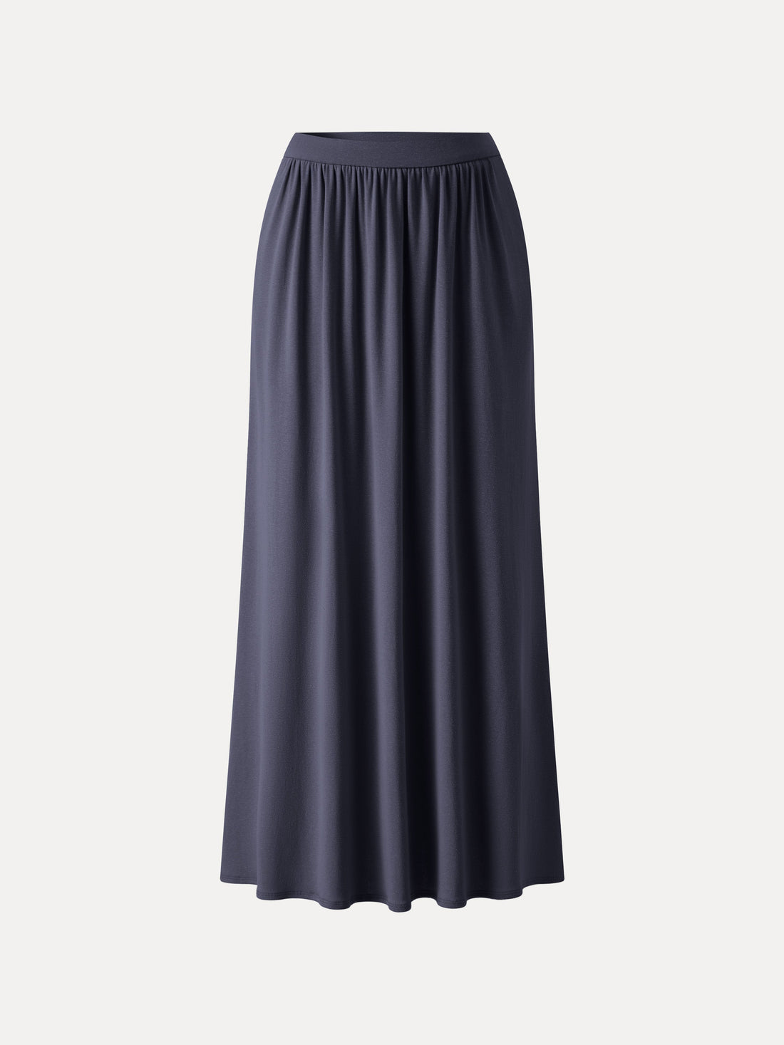Soft Linen Knit Gathered A-Line Maxi Skirt with Pockets