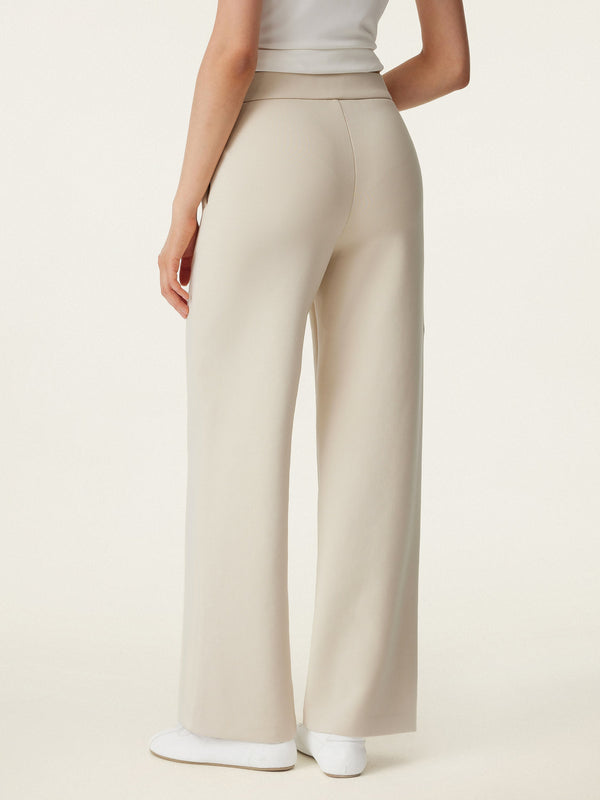 Textured Mid Rise Pull-on Straight Pant with Pockets