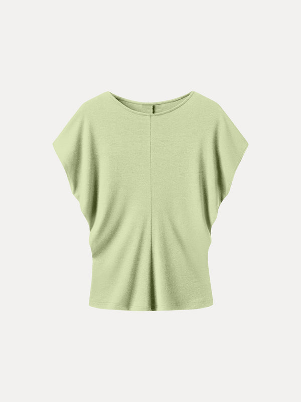 Linen-Blend Round Neck Relaxed Summer Top