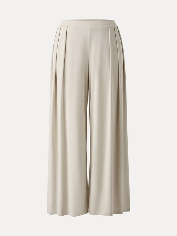 Sandwashed Mid Rise Pleated Wide Leg Palazzo Pant with Pockets