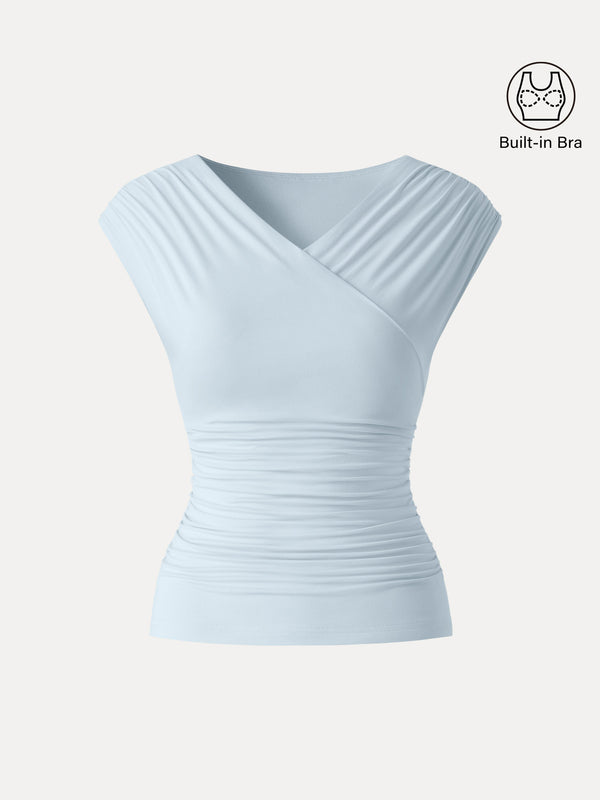 SkinKiss Surplice V-Neck Ruching Bra Top