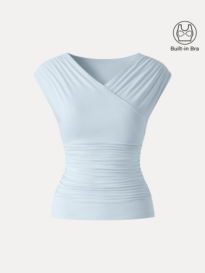SkinKiss Surplice V-Neck Ruching Bra Top