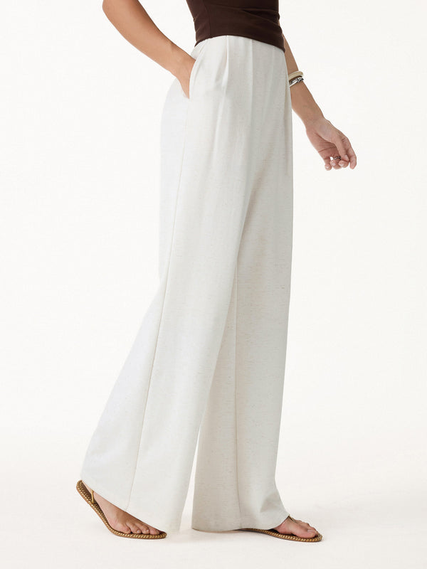 Airy Stretch Linen Wide Flare Pant with Pockets