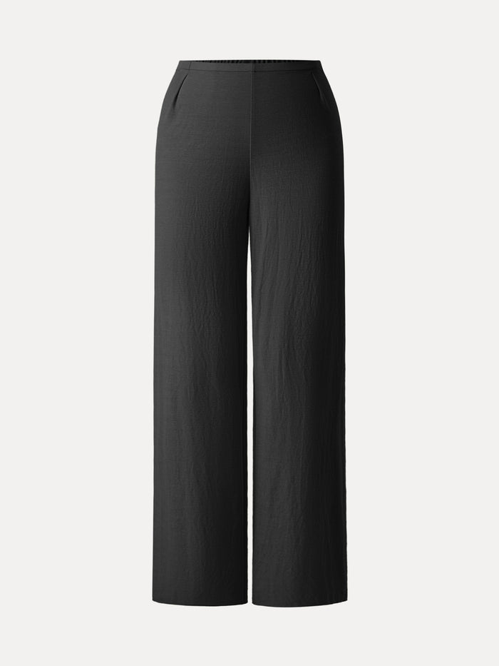 Wrinkle-resistant Cotton-linen Mid Rise Straight Leg Pant