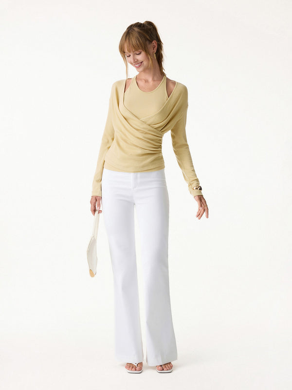 Two-Piece Set Cami with Surplice Ruched Top