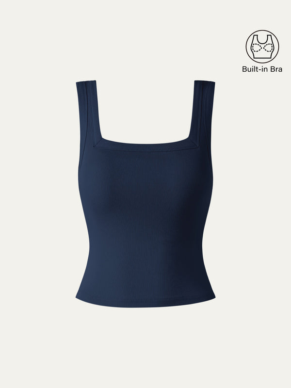 Slinky Square Open-Back Bra Tank Top