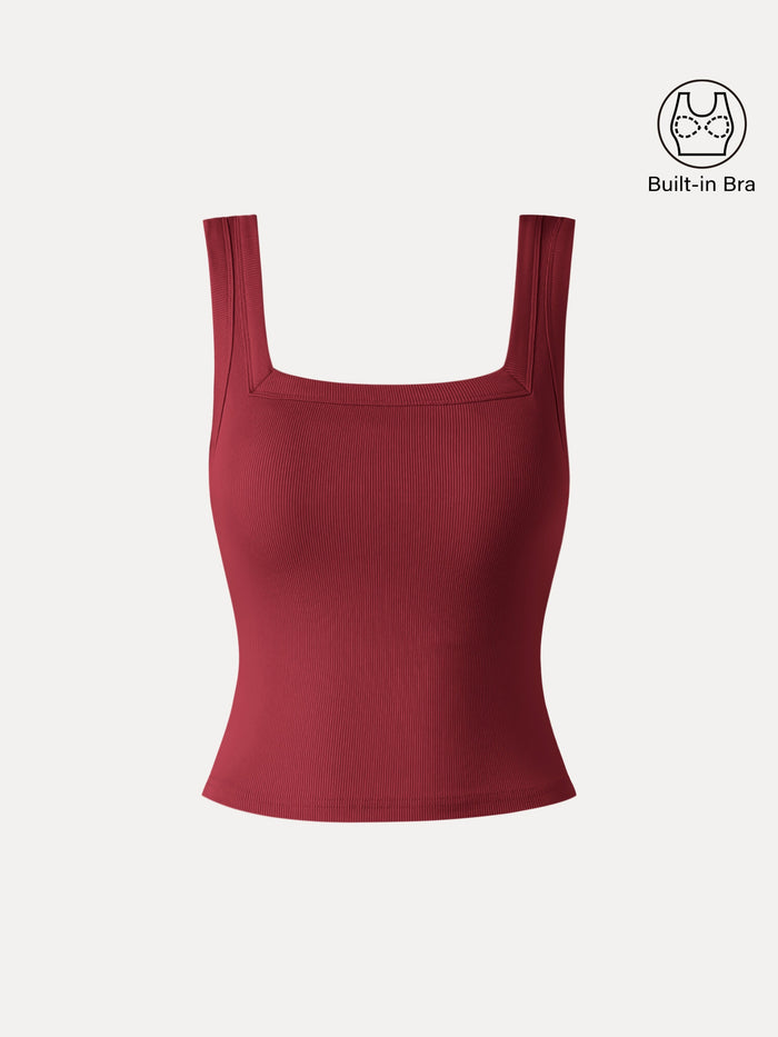 Slinky Square Open-Back Bra Tank Top