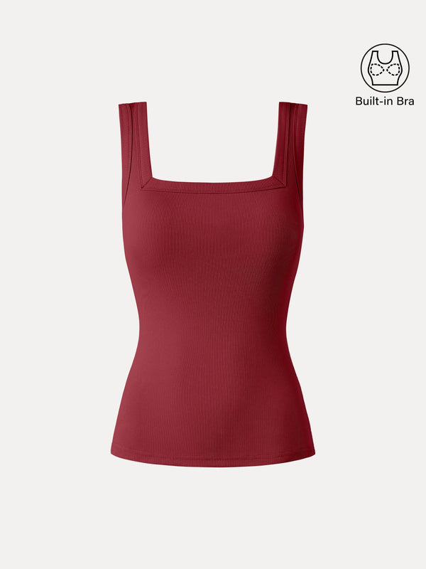 Slinky Square Open-Back Bra Tank Top