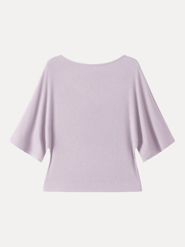 Soft Ribbed Boatneck Relaxed Top