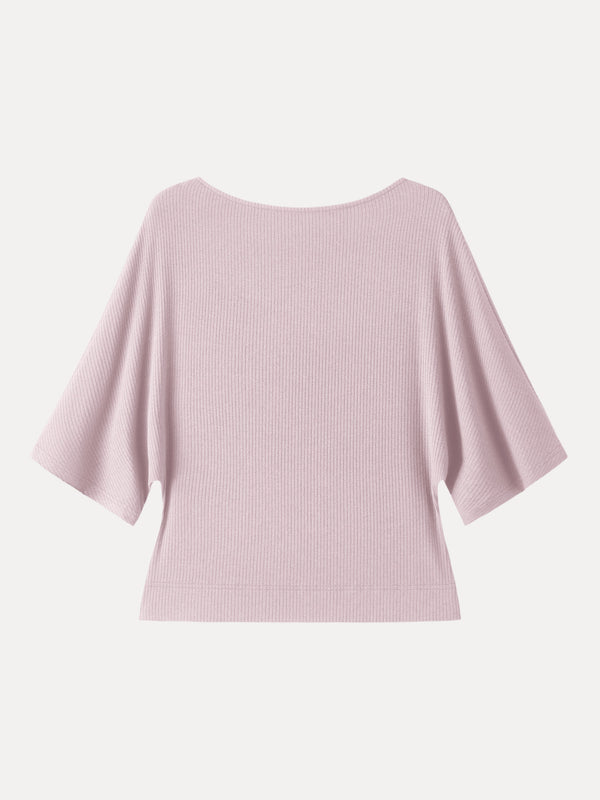 Soft Ribbed Boatneck Relaxed Top