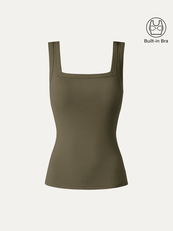 Slinky Square Open-Back Bra Tank Top