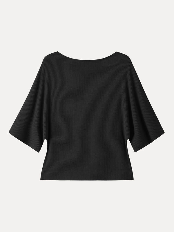 Soft Ribbed Boatneck Relaxed Top