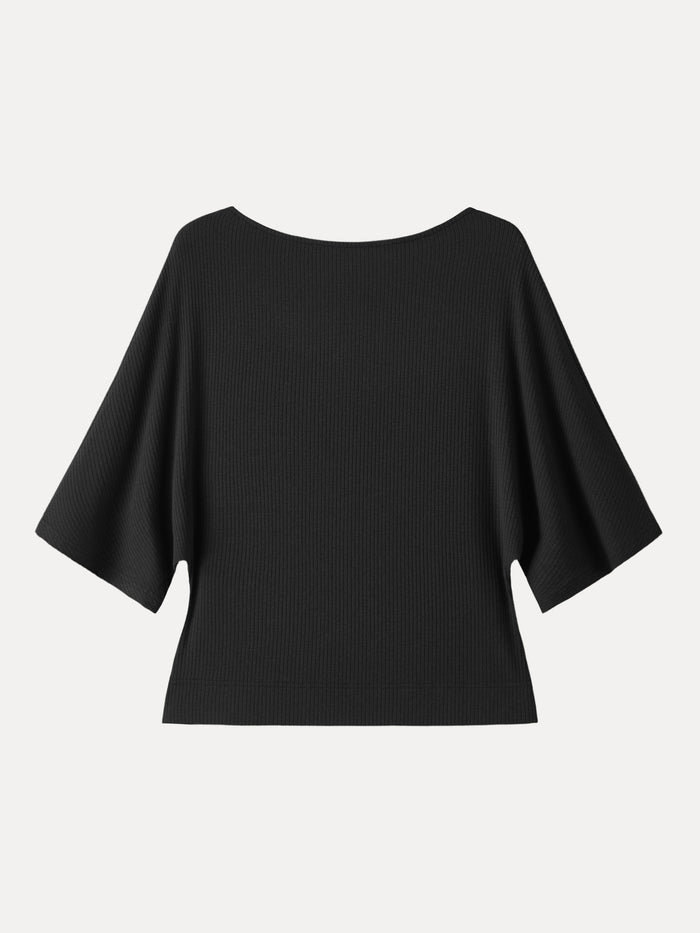 Soft Ribbed Boatneck Relaxed Top