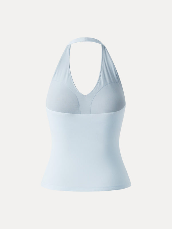 Halter Neck Side Gathered New Airy Bra Tank