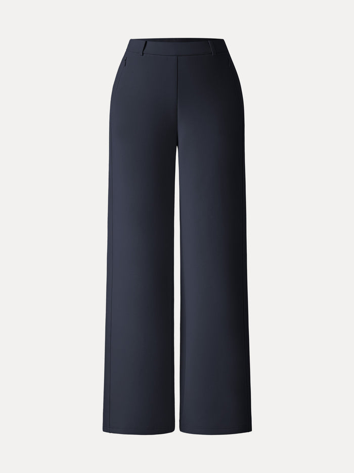 Stretch Cotton Blend Slimming High Rise Wide Leg Pant