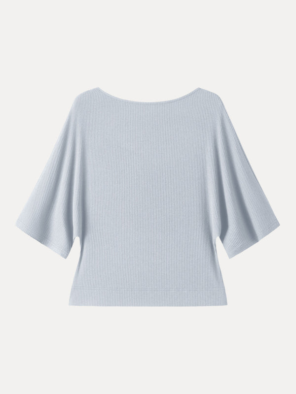 Soft Ribbed Boatneck Relaxed Top