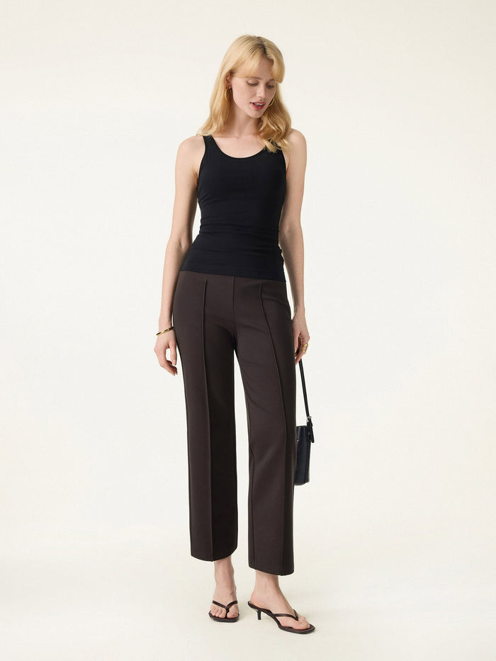 Wrinkle-Resistant High Rise Cropped Flare Leg Travel Pant