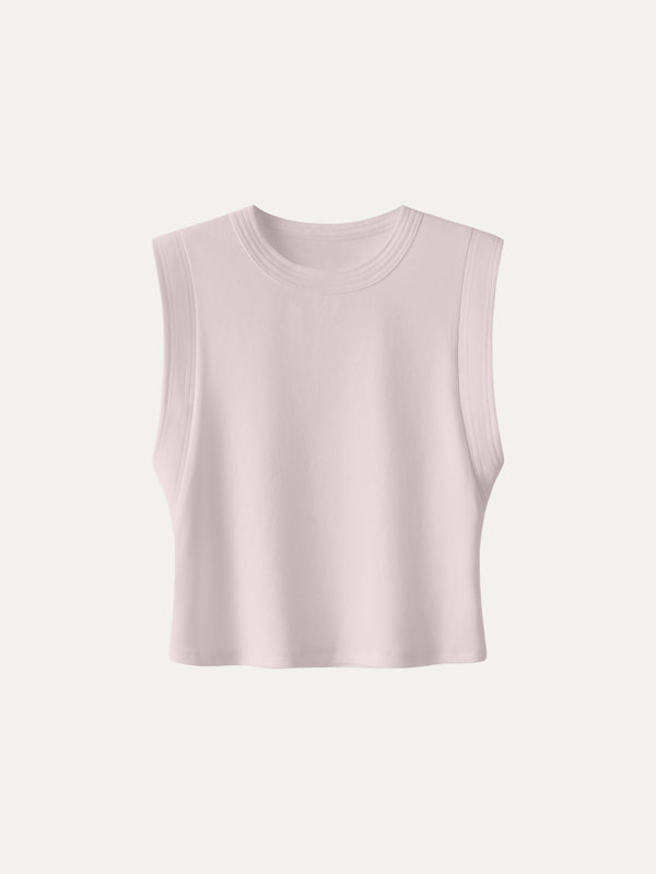 Soft Cotton Lyocell Cropped Wide Shoulder Tank