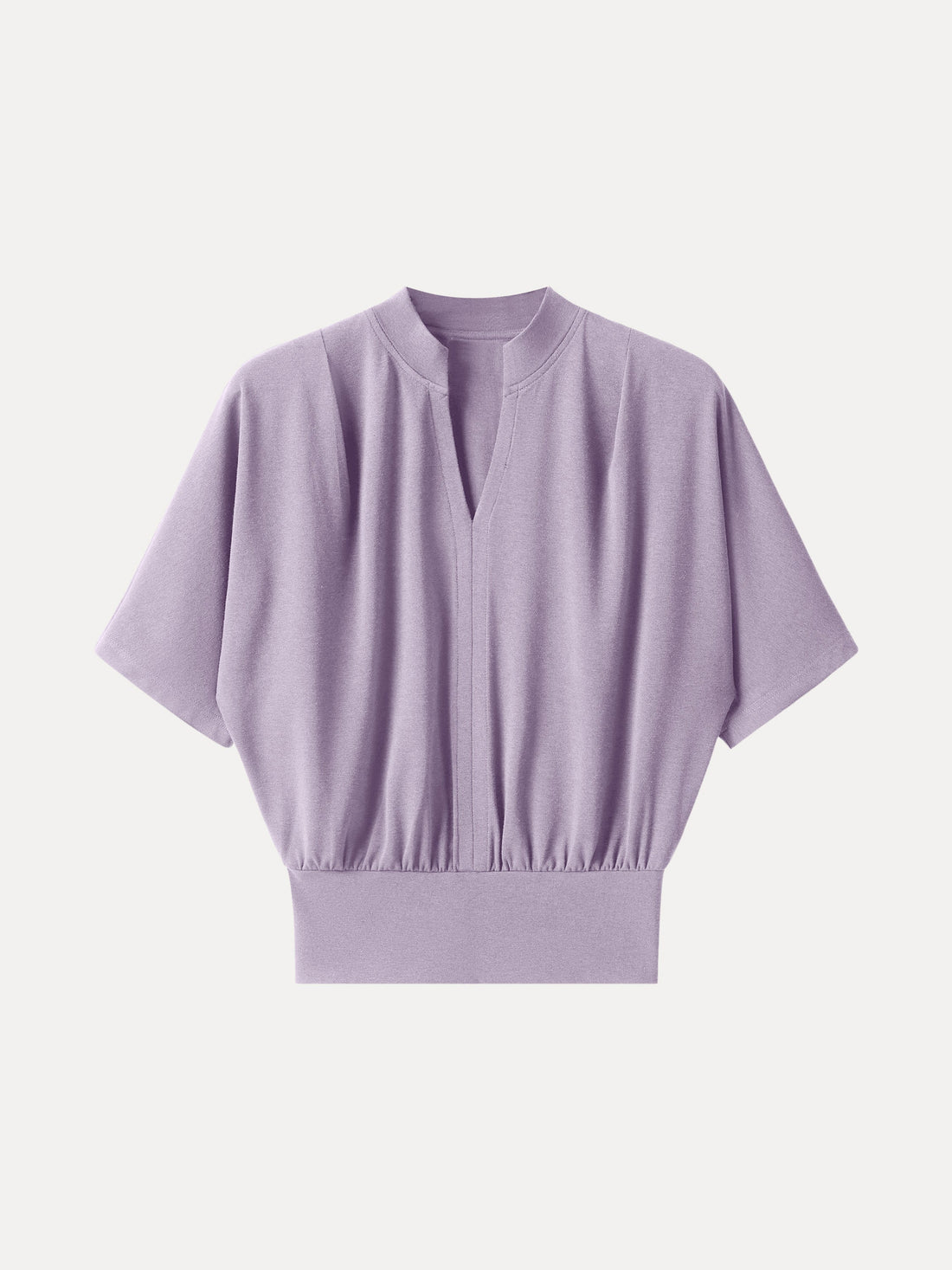 Stand Collar V-Neck Short Sleeve Top
