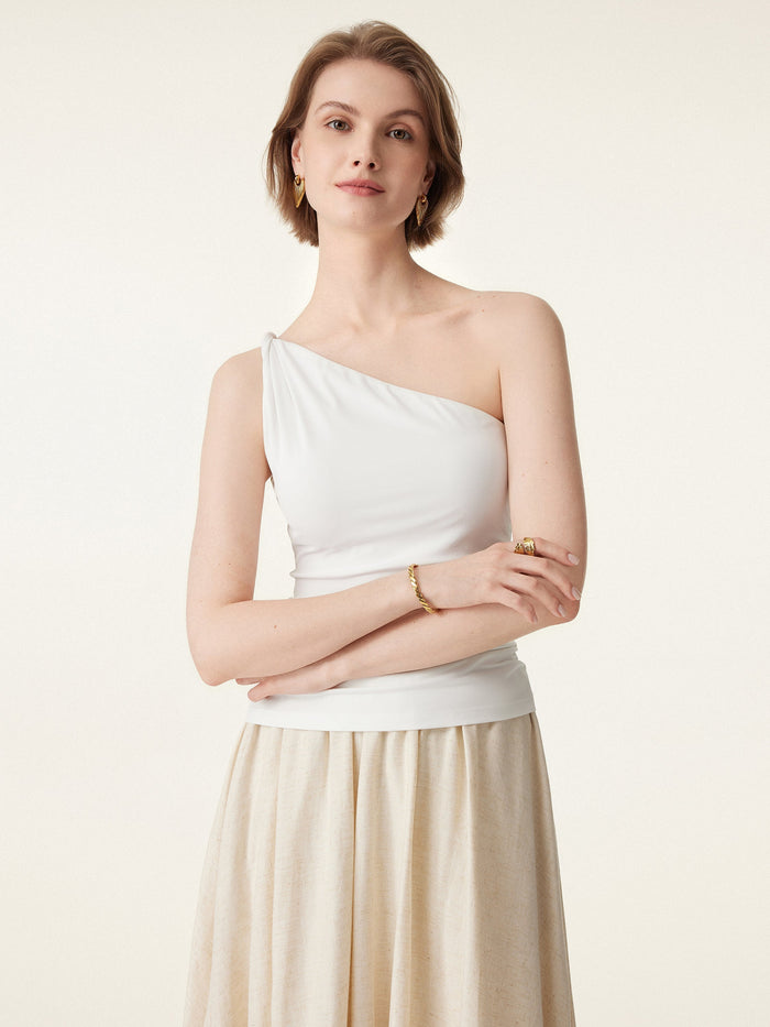 One Shoulder Twisted Bra Tank