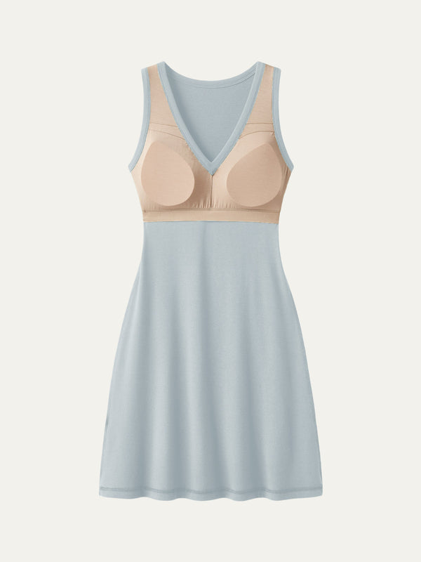Flattering V-neck A-line New Airy Bra Tank Dress
