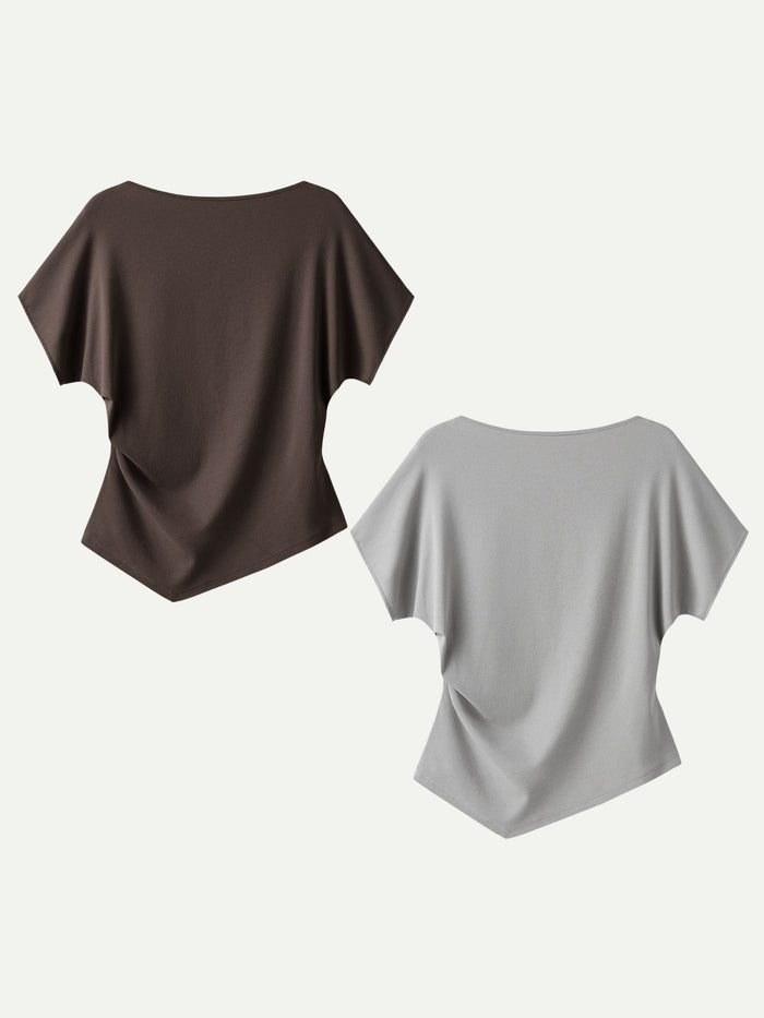 Cotton Lyocell Boatneck Angled Summer Tee