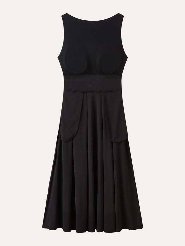 Boatneck Bamboo Ponte Bra Midi Dress with Pockets