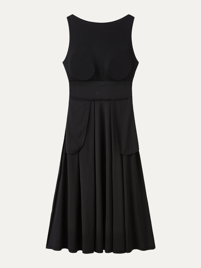 Boatneck Bamboo Ponte Bra Midi Dress with Pockets