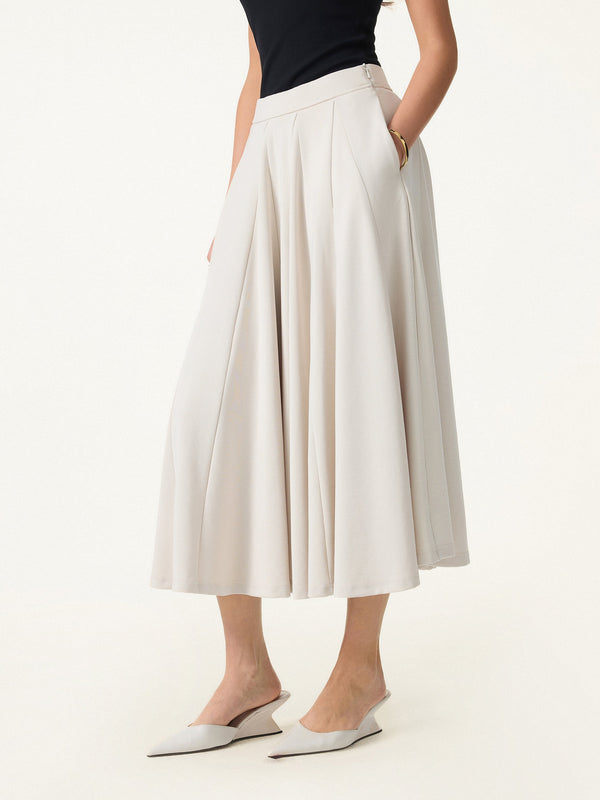 Lyocell Blend Volume Skirt with Pockets