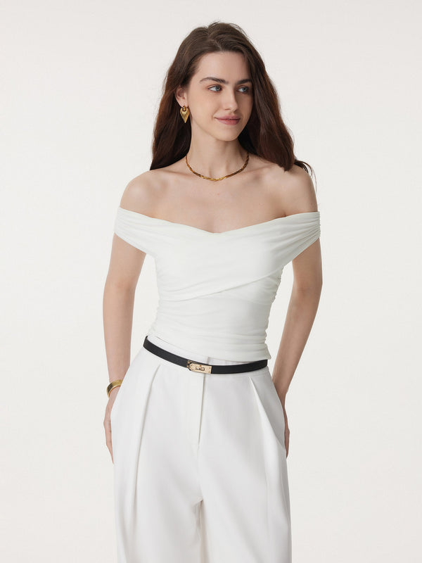 Criss Cross Off Shoulder New Airy Bra Top