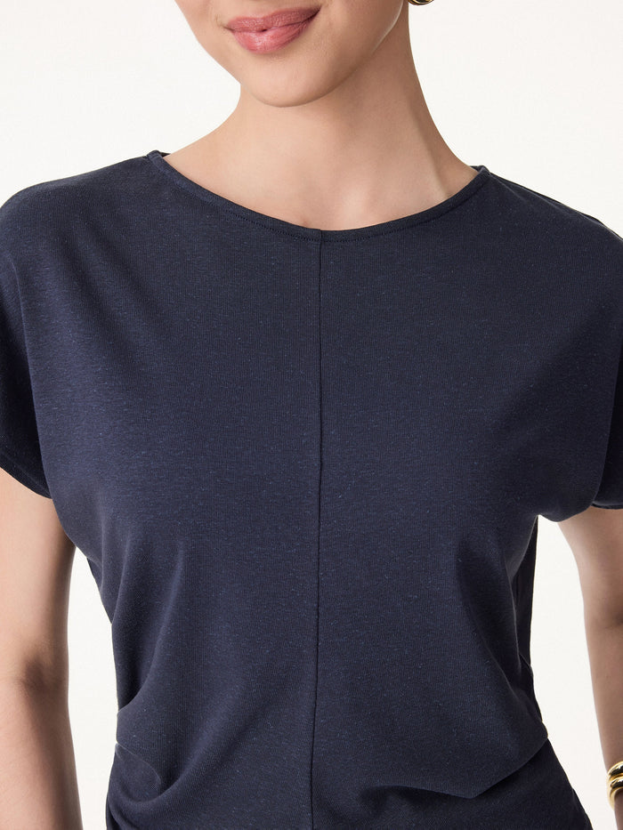Linen-Blend Round Neck Relaxed Summer Top