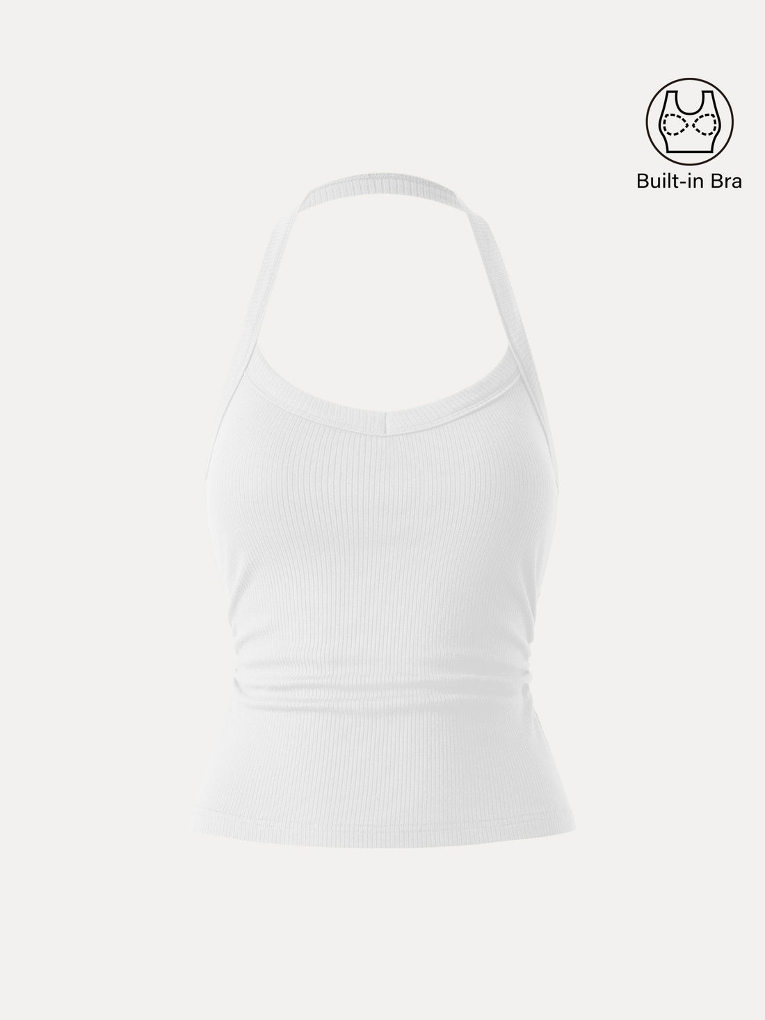 Halter Neck Side Ruched Ribbed Bra Tank
