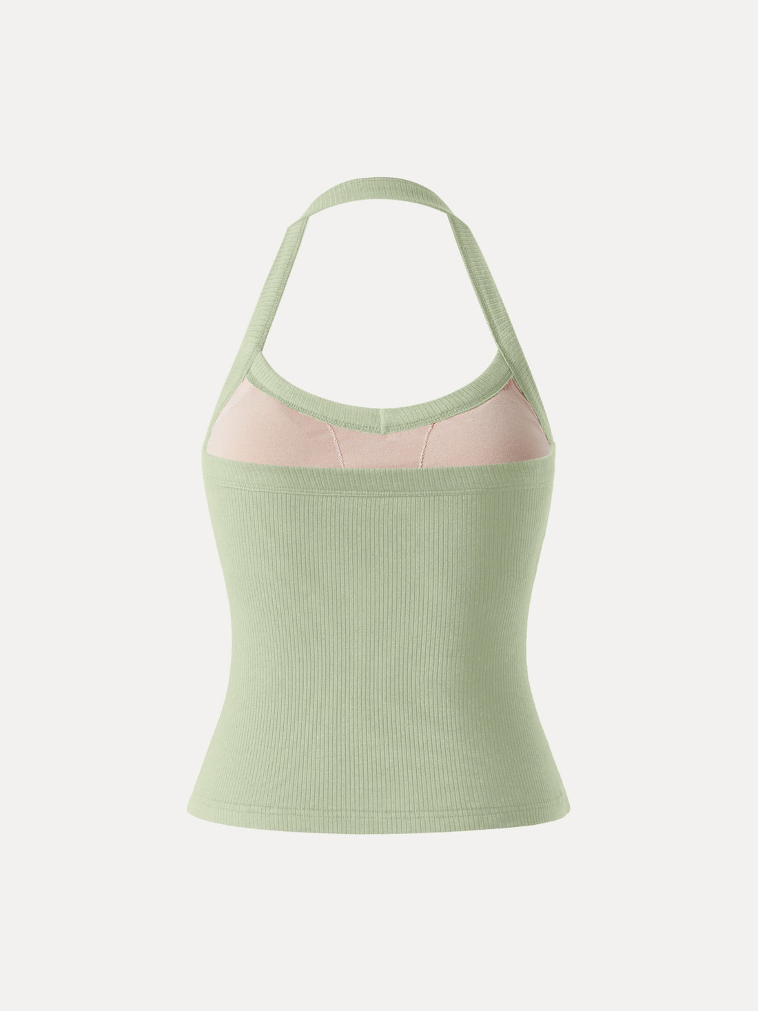 Halter Neck Side Ruched Ribbed Bra Tank