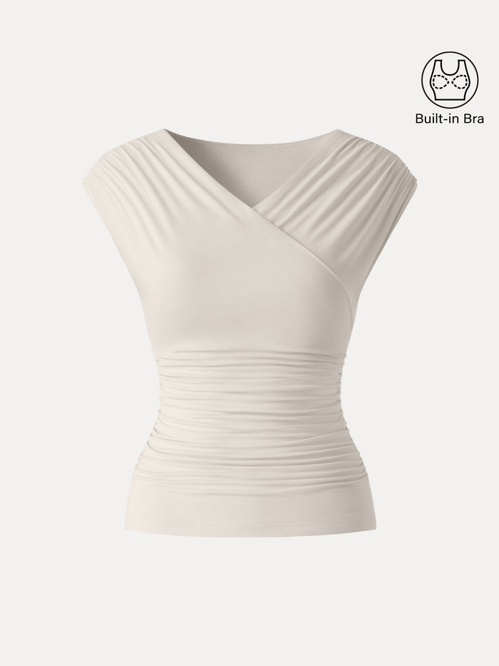 SkinKiss Surplice V-Neck Ruching Bra Top