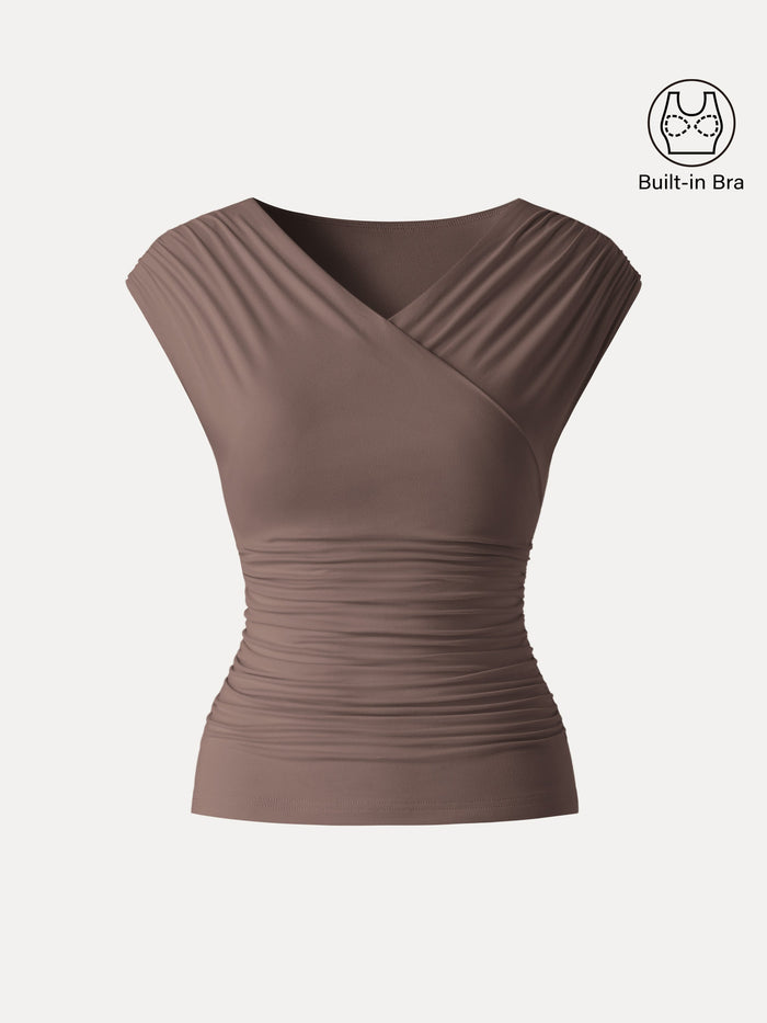 SkinKiss Surplice V-Neck Ruching Bra Top