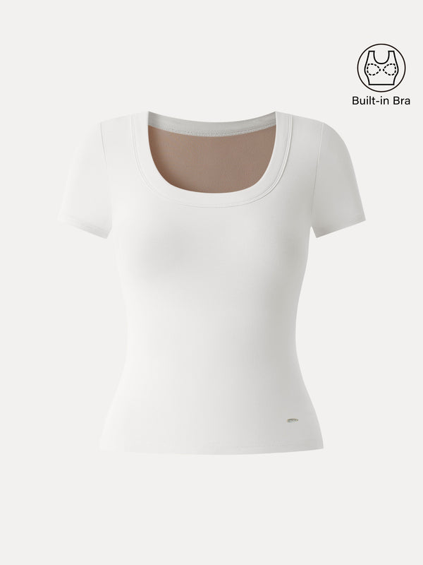 SkinKiss U-Neck Short Sleeve Everyday Bra Top