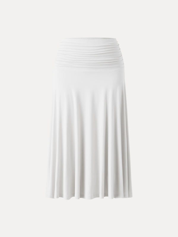 Flowy Side Ruched A-line Midi Skirt